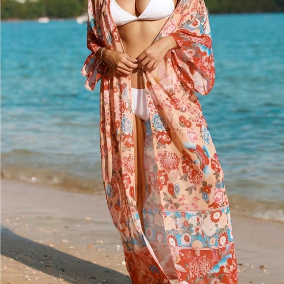 Beautiful bird Kimono Boho cover up - Picture 3 of 8